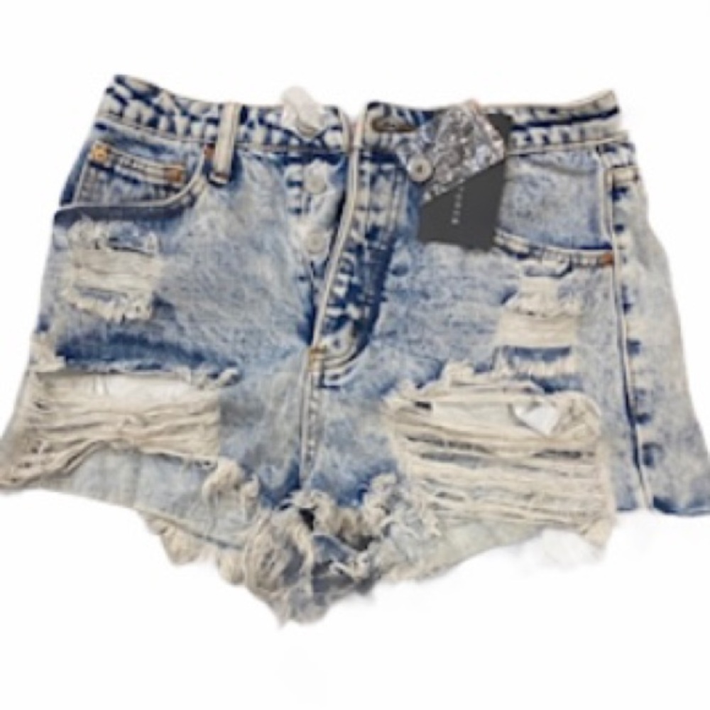 Signature8 Blue Jean Distressed Shorts small